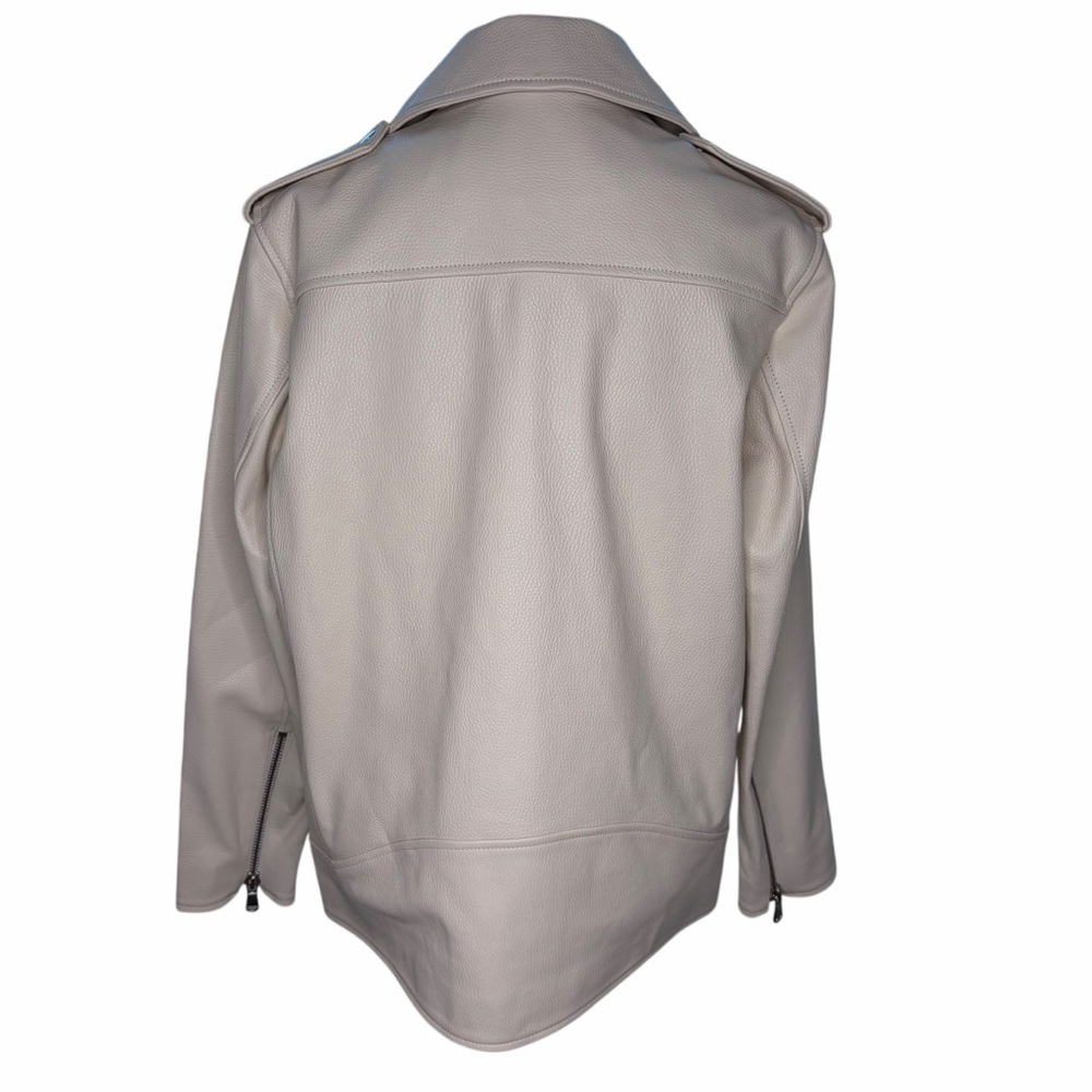Women's Cream Leather Jacket Size 4 - Picture 3 of 11